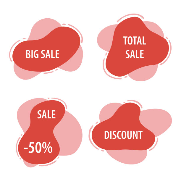 抽象形状徽章集。流动横幅，模板海报，价格，标签和折扣。矢量图像。图片下载