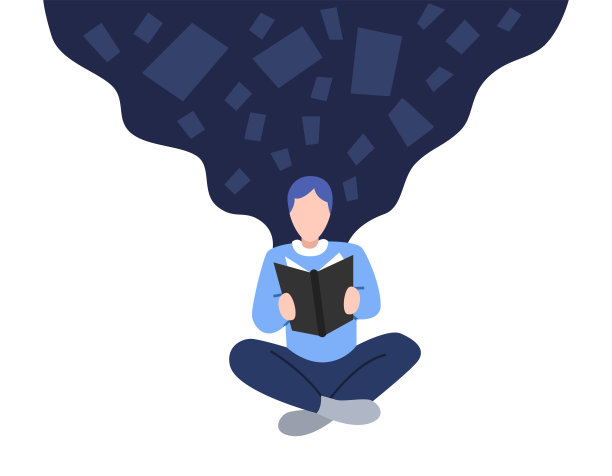 教育的概念。一个人在瑜伽姿势看书。单调的色彩图片下载