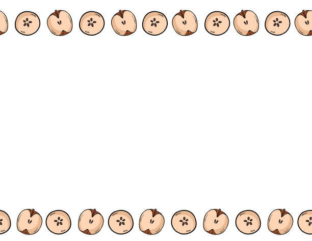 可爱的苹果切成两半自然绘制无缝图案。卡通风格装饰背景砖。空间的文本图片下载