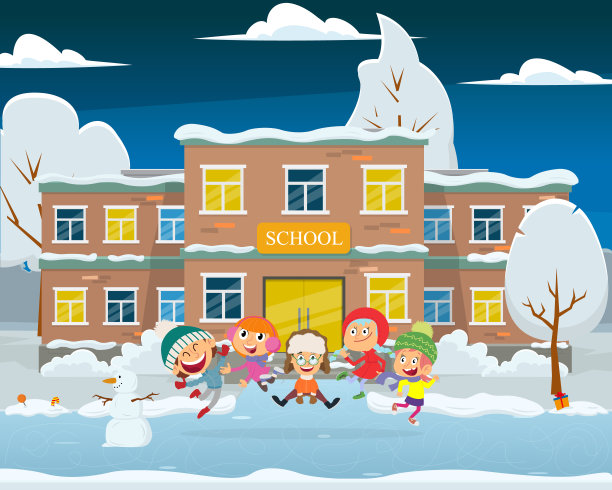 孩子们晚上在校园里玩耍图片下载