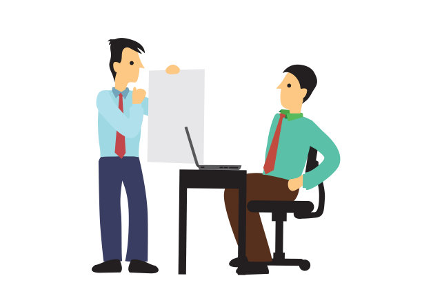 一个商人和他老板的谈话。团队合作、领导或协作的概念。图片下载