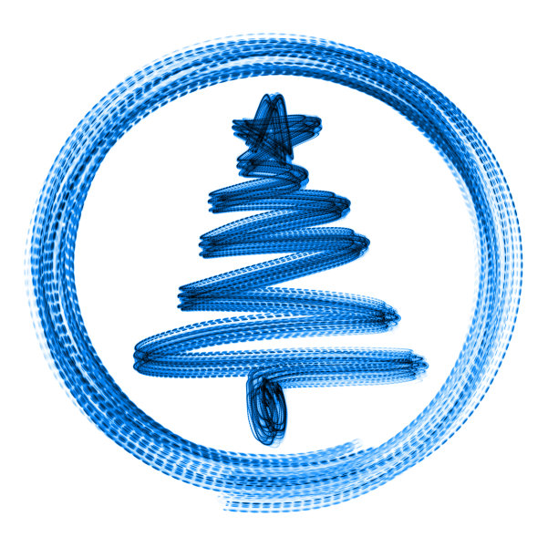 圆圈中的圣诞树- LED灯画(蓝色)图片下载