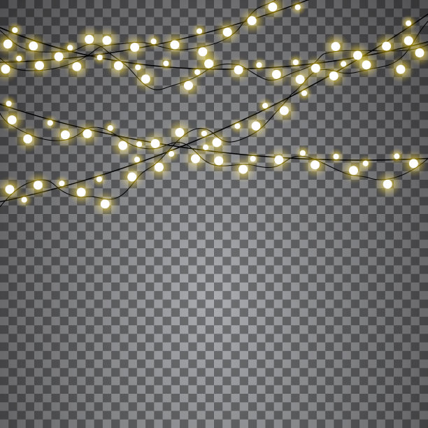 圣诞灯隔绝了现实的设计元素。圣诞贺卡，横幅，海报，网页设计的发光灯。花环装饰。矢量图图片下载