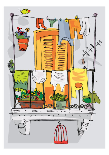 可爱的复古地中海阳台图片下载