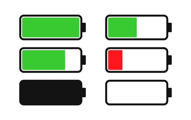 电池图标集。收费水平。矢量插图形象。图片下载