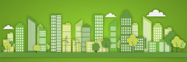 生态与自然概念纸艺术风格设计。自然景观具有绿色城市和环境保护的理念。插图。素材图片