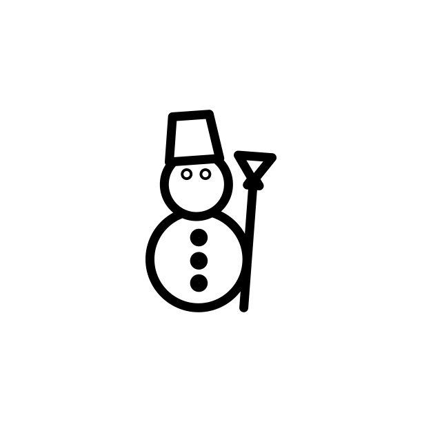 快乐的冬天雪人与帽子和围巾线艺术矢量图标的应用程序和网站图片下载