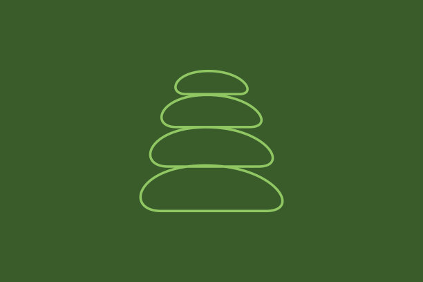 浅绿色的温泉石线图标在深绿色的背景。图片下载