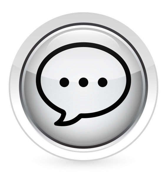 说话气泡图标水晶白色圆形按钮图片下载