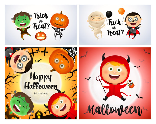 不给糖就捣乱，白色，红色的横幅，上面有怪物图片下载