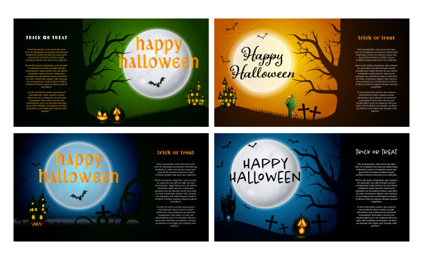 万圣节快乐的黑色横幅上有城堡和坟墓图片下载