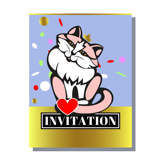 贺卡模板设计与可爱的猫，设计横幅，传单，邀请，海报，网站或贺卡。矢量图图片下载