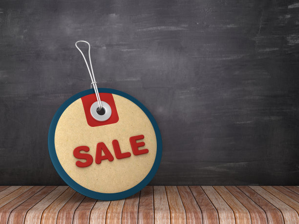 销售循环价格标签黑板背景- 3D渲染图片下载
