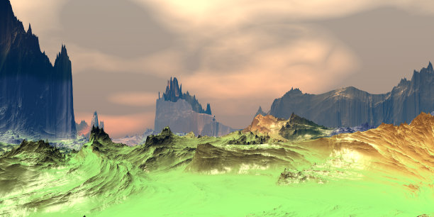 外星人的星球。沙漠。3D渲染图片下载