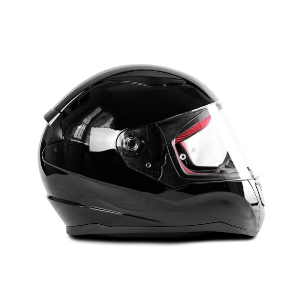 黑色光滑的摩托车头盔。关闭了。在白色背景上隔离图片下载