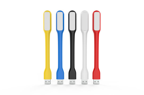 便携式usb led灯，模拟模板在孤立的白色背景，3d插图图片下载