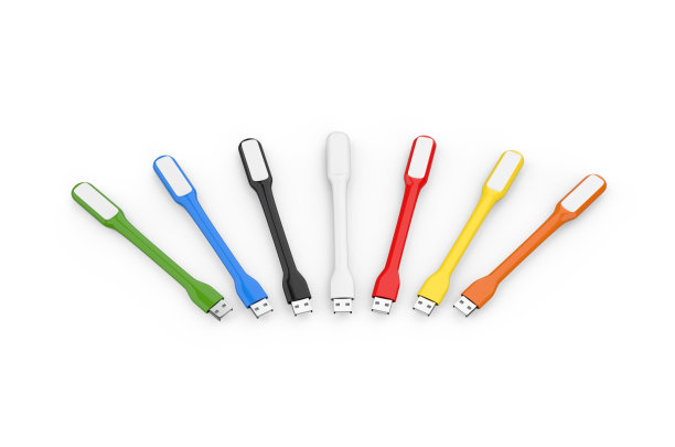 便携式usb led灯，模拟模板在孤立的白色背景，3d插图图片下载