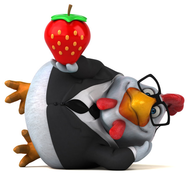 有趣的鸡- 3D插图图片下载