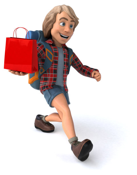 有趣的背包客卡通人物图片下载