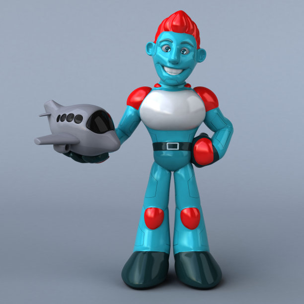 红色机器人- 3D插图图片下载