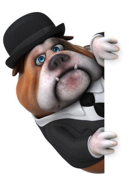 有趣的斗牛犬- 3D插图图片下载