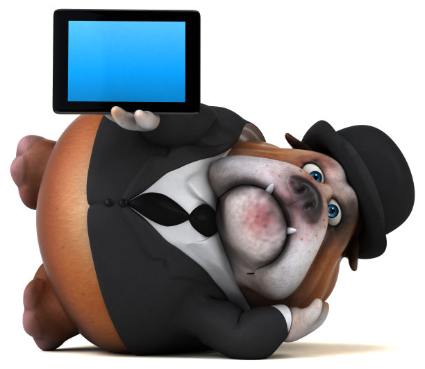 有趣的斗牛犬- 3D插图图片下载