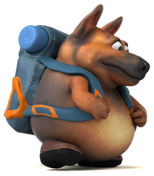 有趣的背包客德国牧羊犬卡通人物图片下载