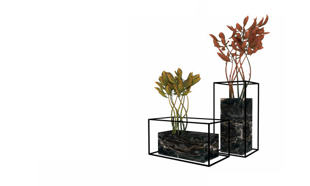 3d渲染的花在大理石壶图片下载