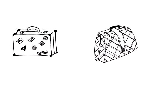 手提箱和袋子，行李。旅行和旅游。Flamaster resunok。组照片图片下载