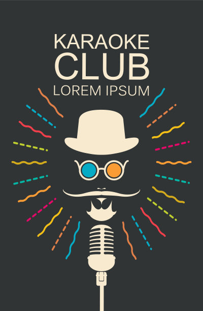 卡拉ok俱乐部的横幅，有男人和麦克风图片下载
