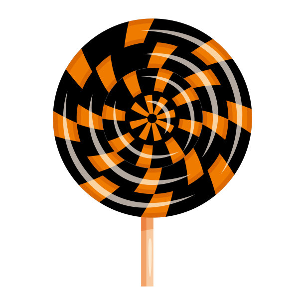 万圣节棒棒糖漩涡糖果五颜六色的万圣节色彩元素。向量孤立的插图图片下载