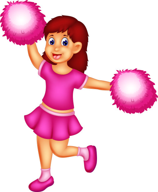 可爱的啦啦队女孩卡通图片下载