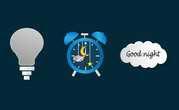 闹钟在一个黑暗的背景。晚安的铭文图片下载