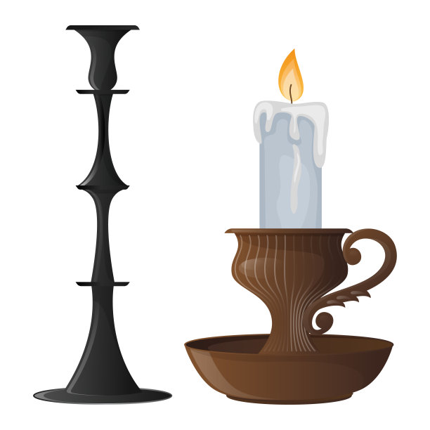 烛台矢量蜡烛灯笼古董烛台灯笼装饰和旧烛台支架插图古董烛台火灯设计装饰孤立在白色的背景图片下载