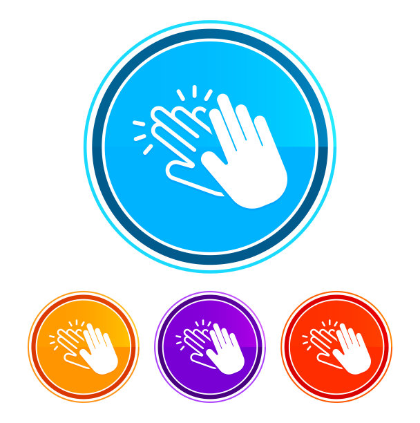 手拍图标平面设计圆形按钮设置插图设计图片下载