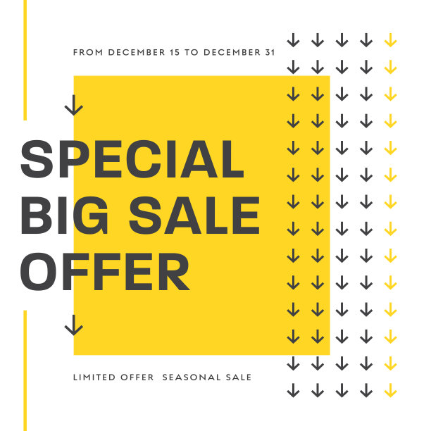 一套矢量方形网络横幅大销售与圆形黄色和白色的元素。图片下载