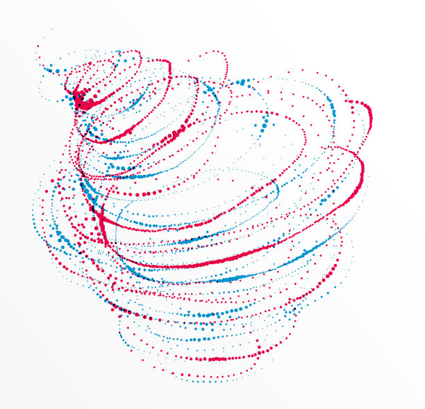 颗粒流漩涡彩色矢量抽象背景，生命形态生物主题微观旋转设计，动态点元素在漩涡运动。图片下载
