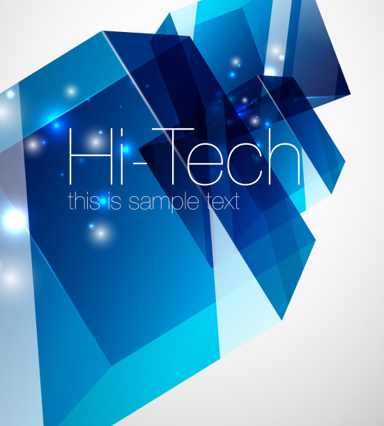 玻璃蓝色立方体技术抽象背景图片下载