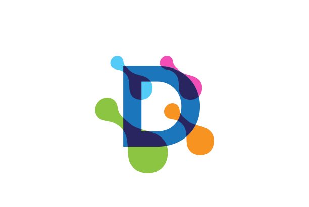 多色好玩的首字母标志设计与彩虹气泡细胞图案图片下载