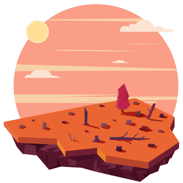 在沙漠地区砍伐森林，留下许多树桩图片下载