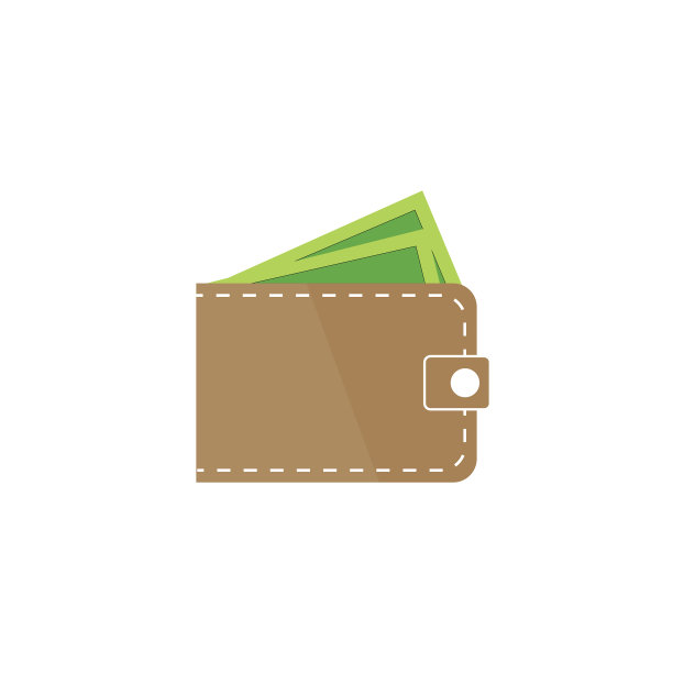 向量棕色钱包和绿色的钱在中间图片下载