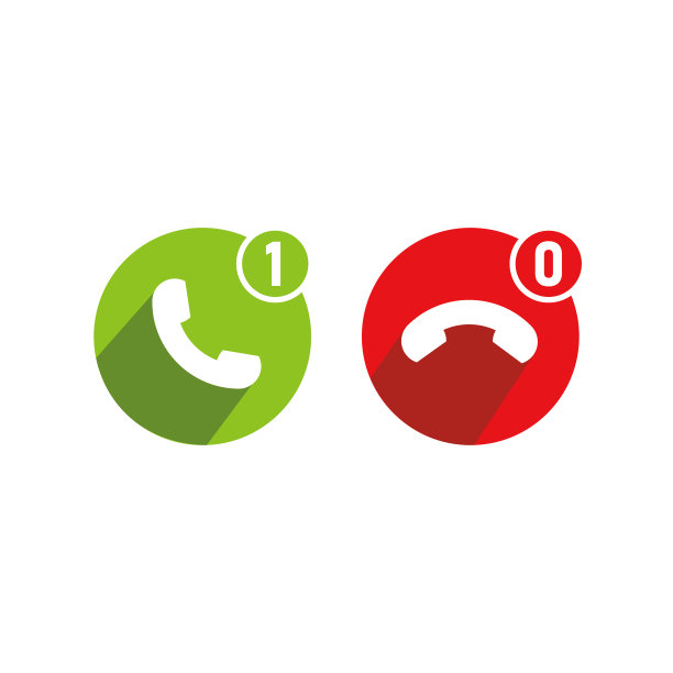 电话图标的通话在红色和绿色的圆圈图片下载