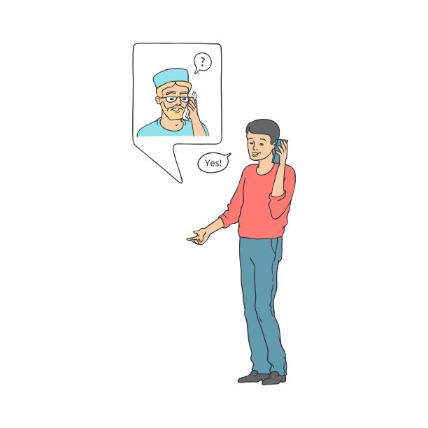 向量平高兴医生打电话给病人图片下载