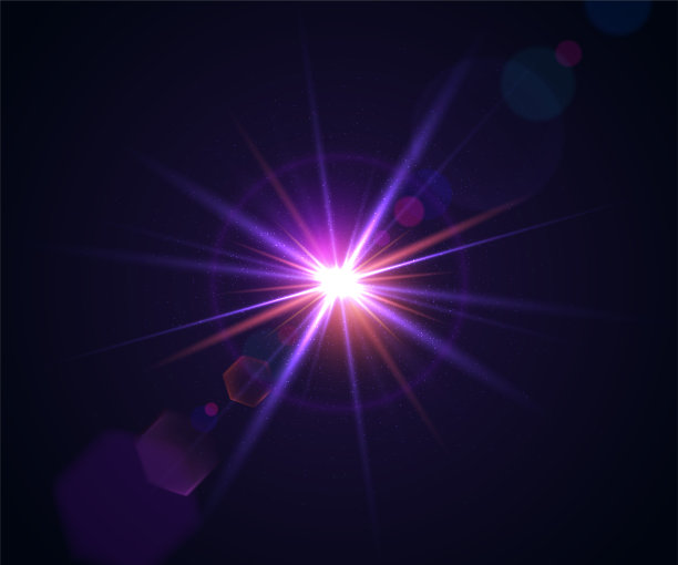 发光的闪光。美丽的眩光效果与散景，闪光粒子和光线。闪烁的灯光效果的镜头耀斑与彩色闪烁。图片下载