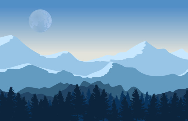 山岳和森林景观松树。素材图片