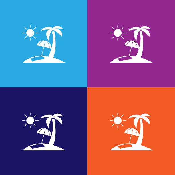 沙滩平坦的图标。旅游插图图标的元素。标志，符号可以用于网页，标志，手机应用，UI，用户体验图片下载