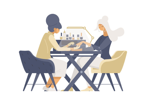 Express美甲服务平面矢量插图。女美甲师、美甲师、美容院顾客卡通人物。在白色背景上孤立的指甲治疗程序图片下载