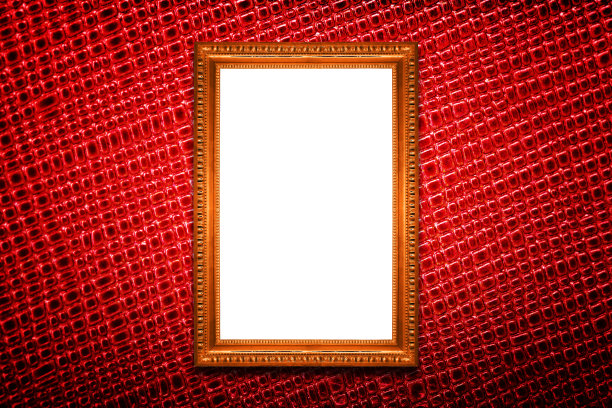 金色框架上的红色纹理背景图片下载