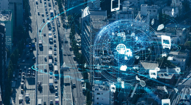 交通工具和技术。智能交通系统，5G。物联网。素材图片