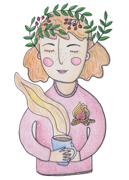 插图上画着一个头上戴着花冠的女孩图片下载